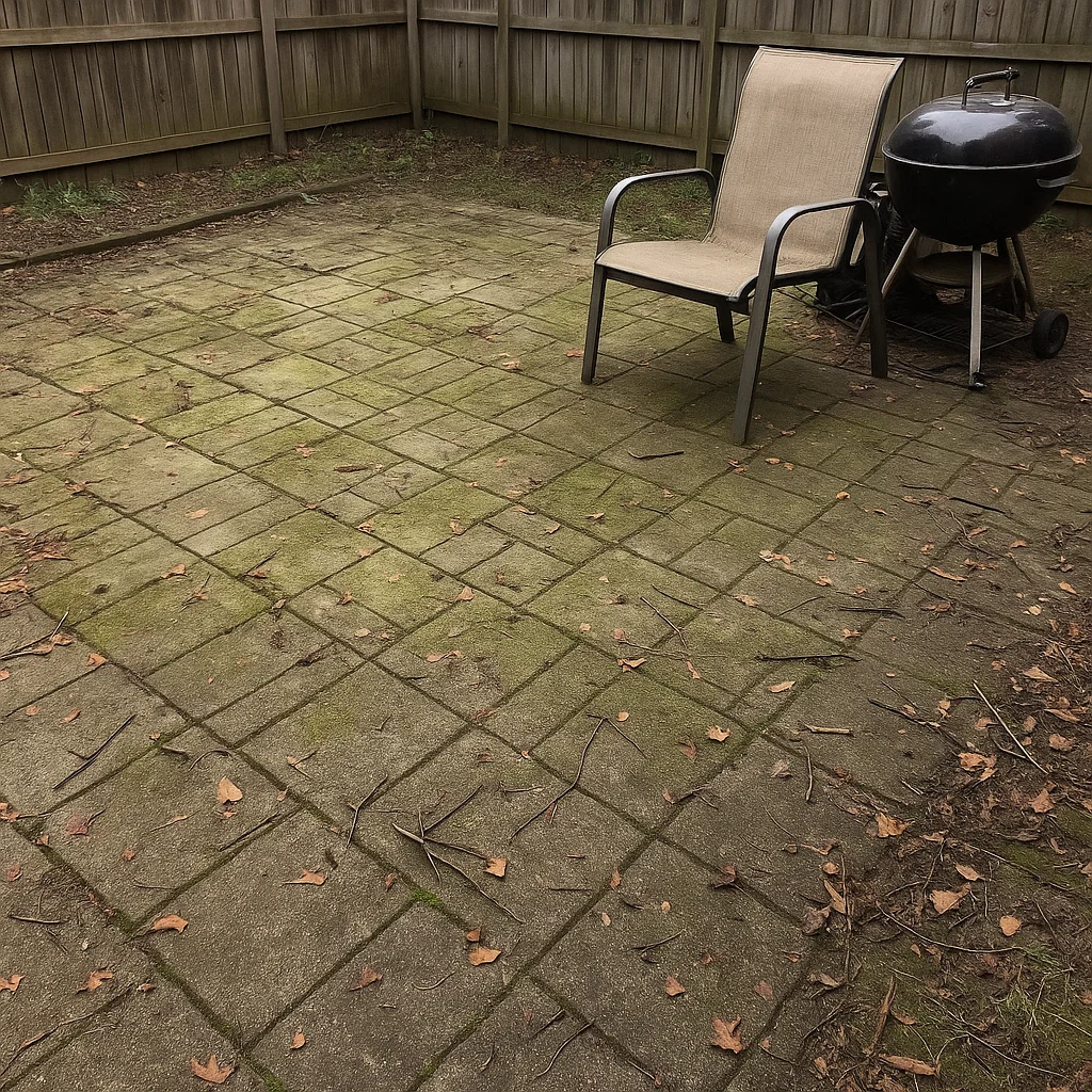 Wooden deck before cleaning